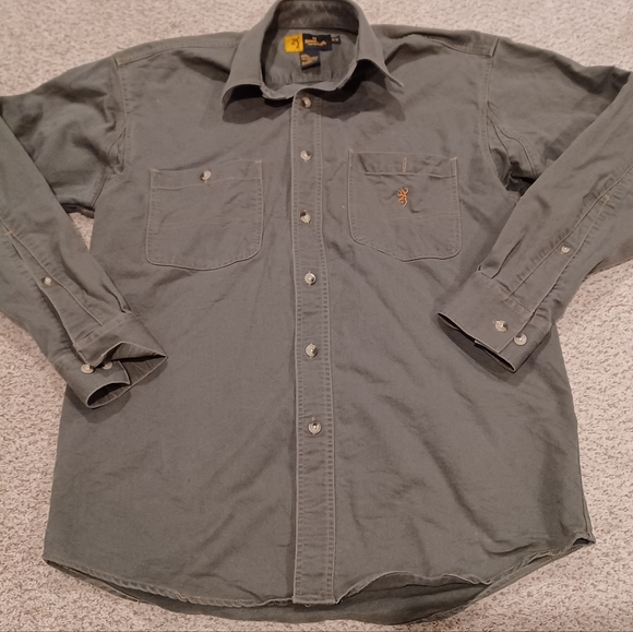 Men's Browning Heavy Duty Long-sleeved Button-down Shirt Size M - Picture 2 of 8